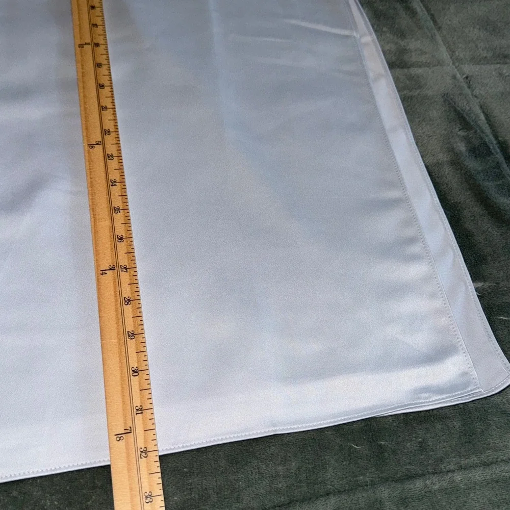 NWT Emerson Lang Pale Blue Satin Midi Skirt XL Side Tie Slit Minimalist Office